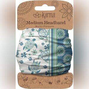 Karma Teal and White Sea Turtle Medium Headband - Multipurpose